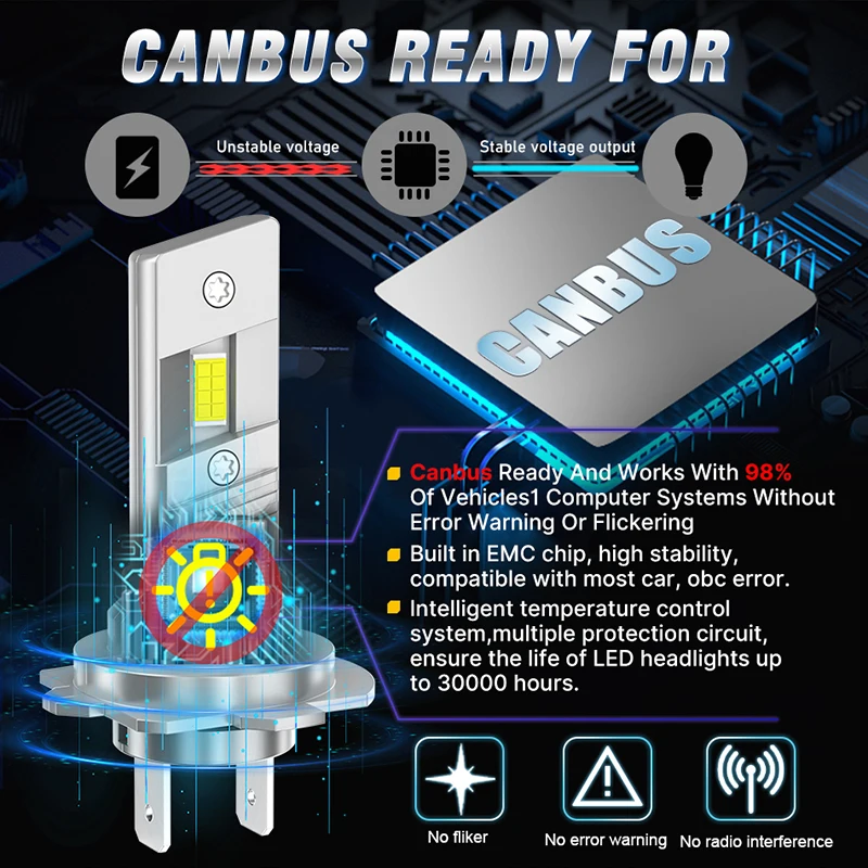 Беспроводные Мини-светодиодные Автомобильные Фары H7 H1 H3 H4 H11 H8 H9 9005 Hb3 9006 Hb4 9012 Hir2 12