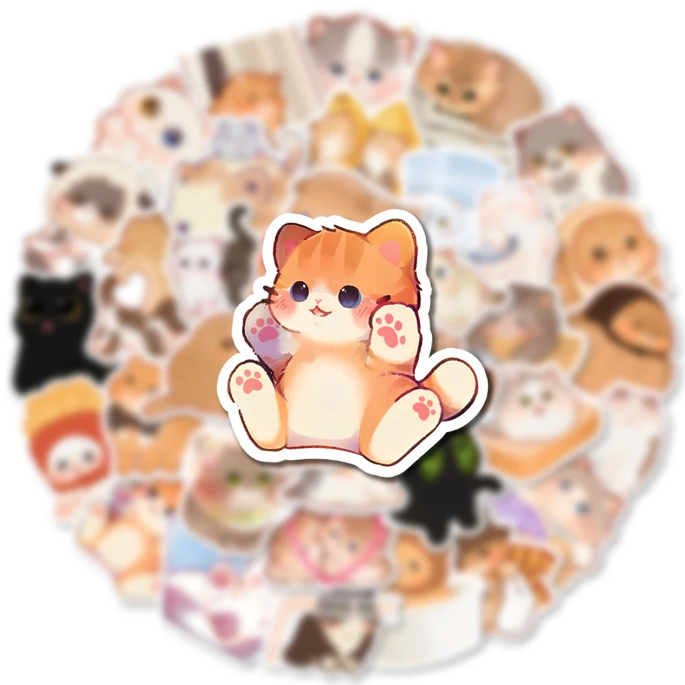 10/30/50/100Pcs Funny Cute Animal Cat Cartoon Stickers Laptop Scrapbook Phone Valigia Diario Decorazione Sticker Decalcomania Giocattolo Per Bambini