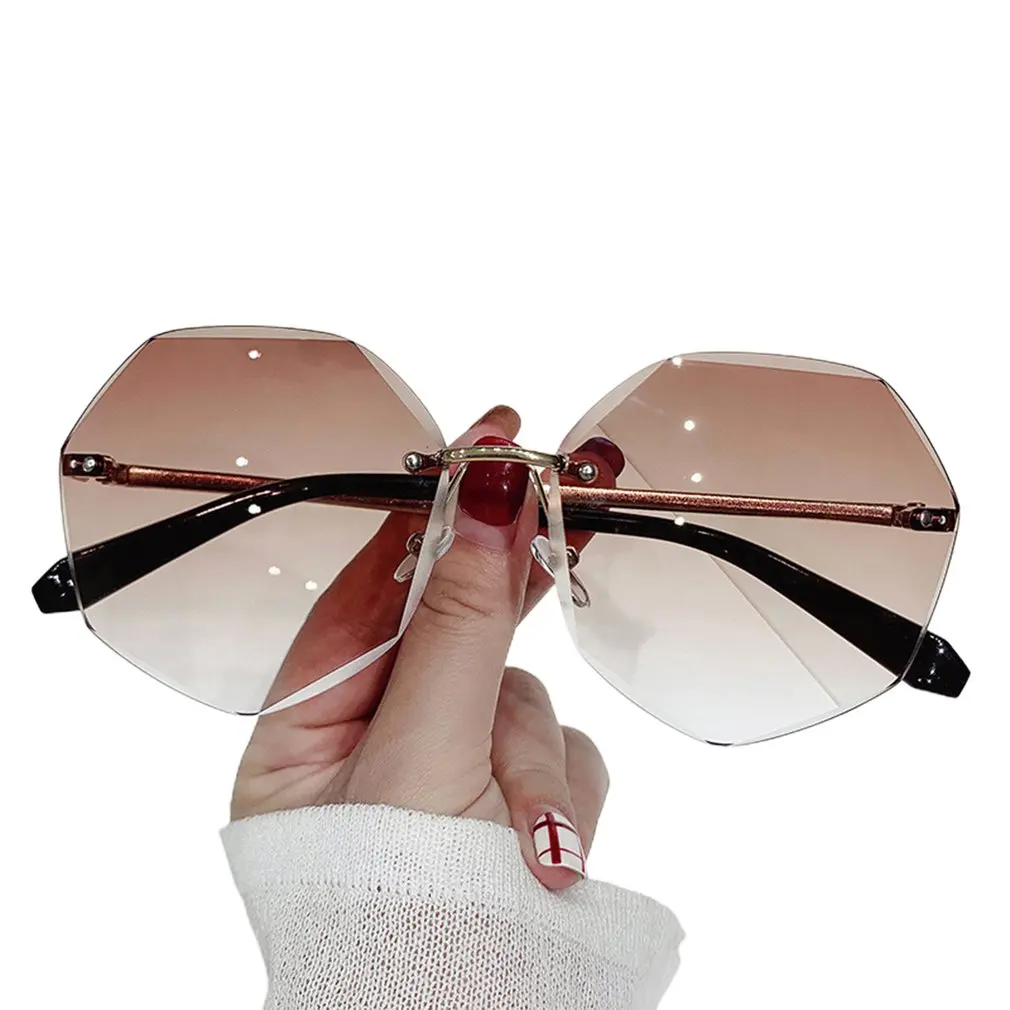 

Gradient Frameless Trim Sunglasses For Outdoor Riding Lightweight Anti-glare Resistant Sunglasses Silicone Nose Pads