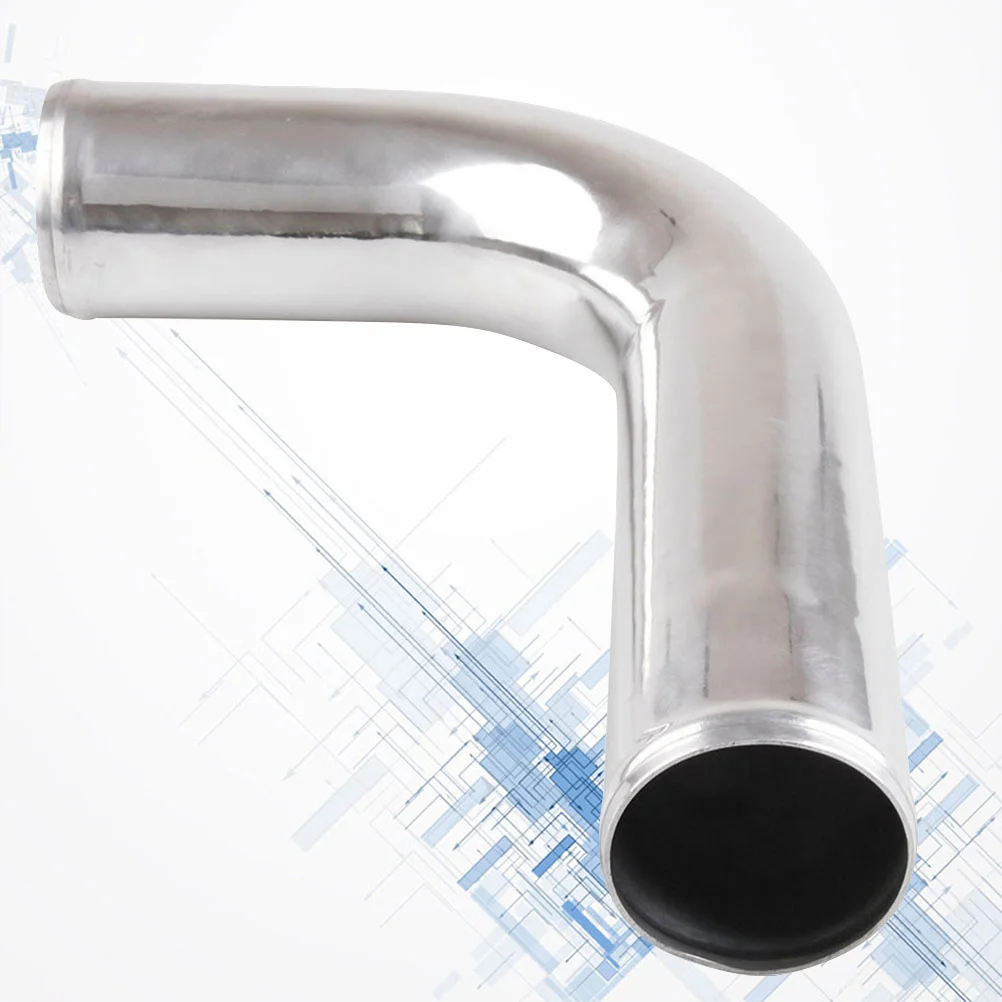 

76mm Aluminum Air Intake Pipe 90 Degree Universal Car Automobile Turbocharging Intercooler Tube (Silver)