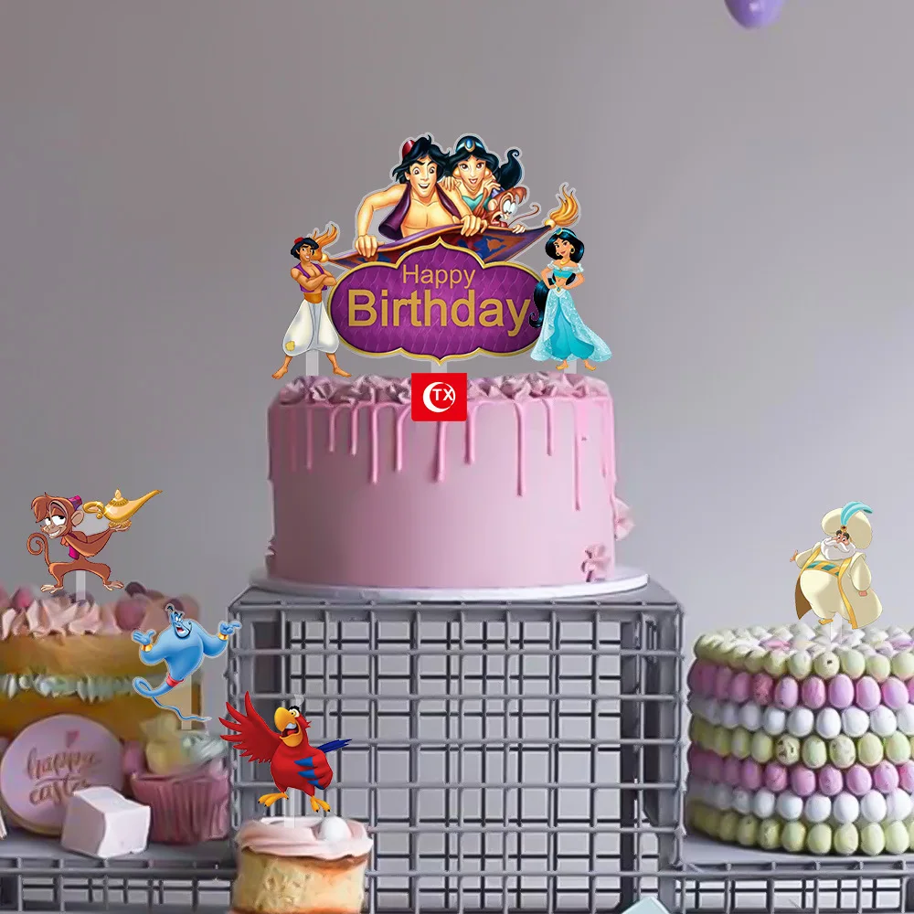 

Aladdin Acrylic Cake Topper Princess Jasmine Party Decor Baby Shower DIY Birthday Customize Cake Topper Home Baking Cake Decor