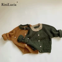 rinilucia autumn winter kids baby girls full sleeve single breated top outwear toddler children knitting clothes sweater
