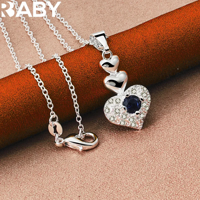 Женское ожерелье из серебра 925 пробы с синим сапфиром 18-30 дюймов