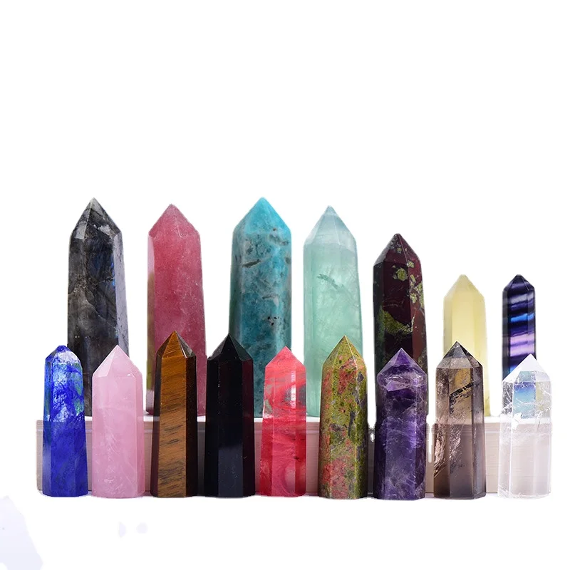 

18 Color Natural Stones Crystal Point Wand Amethyst Rose Quartz Healing Stone Energy Ore Mineral Crafts Home Decoration 1PC
