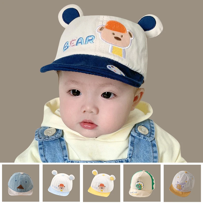 

Beige Series Cute Cartoon Summer Sunshade Hat Corduroy Sun Protection Hat Baby Baseball Cap Casquette Children Soft Comfy