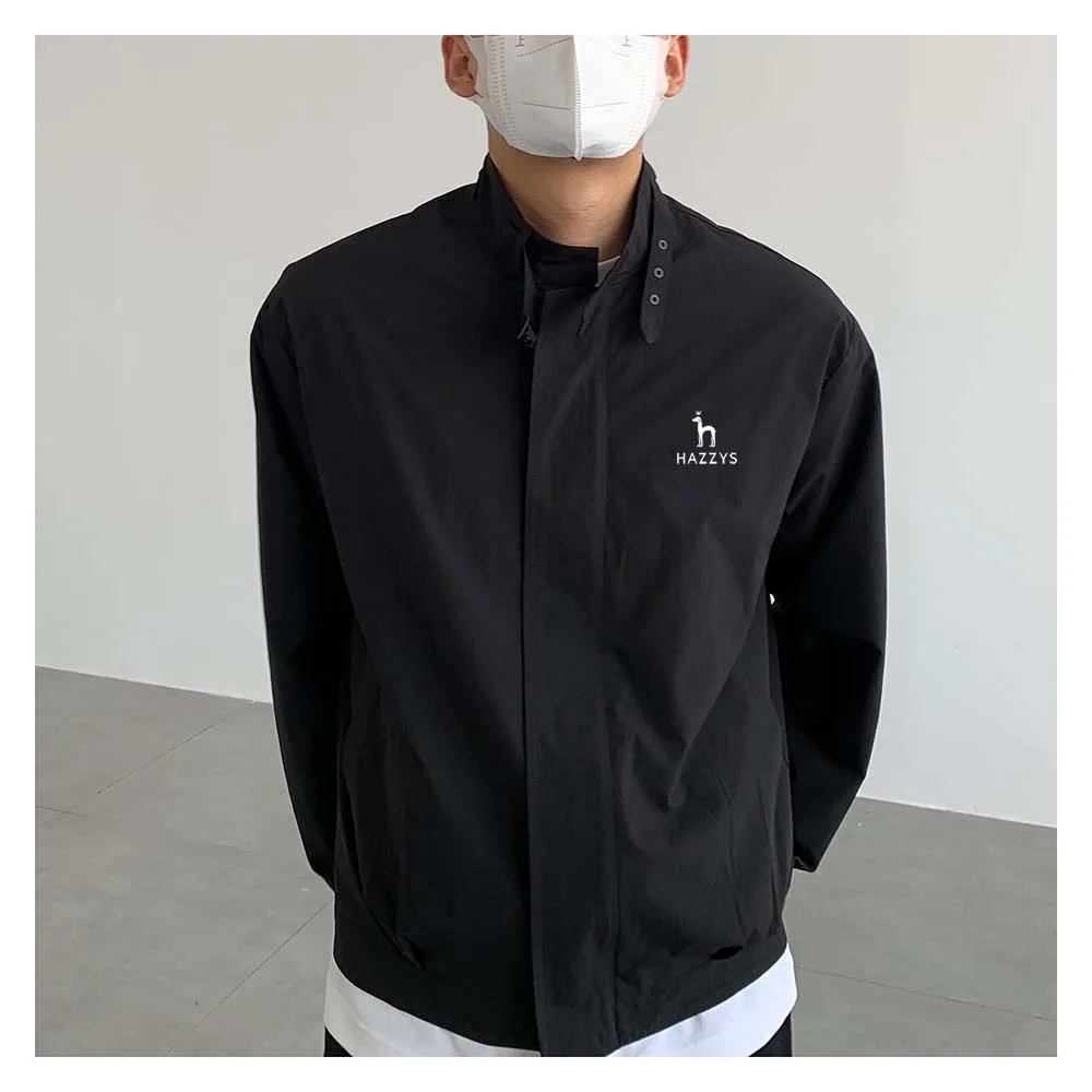 

Standing Collar Coat HAZZYS Men's Korean Version Handsome Golf Spring Autumn Men Wear New Black Short Jacket INS Casual Top