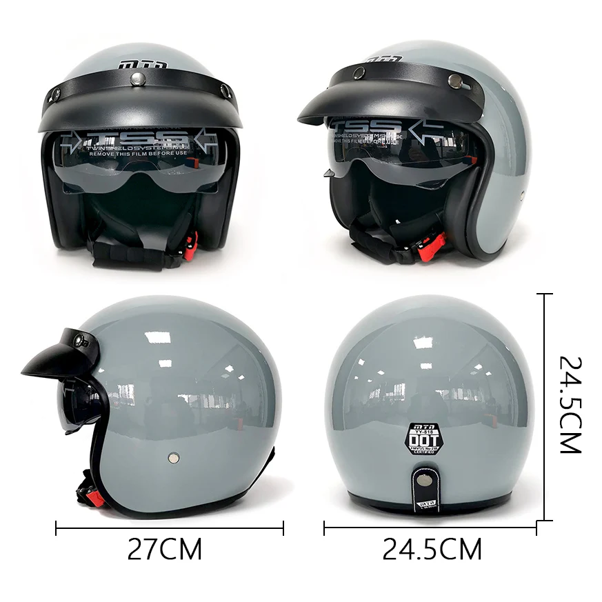 Мотоциклетный шлем с открытым лицом винтажный в стиле ретро каска для мопедов