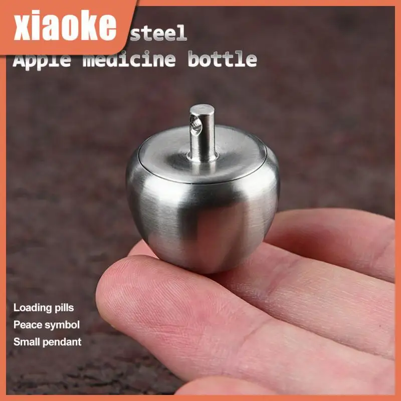 

Mini Apple Shape Medicine Bottle Portable Key Chain Pendant Stainless Steel Waterproof Medicine Box Pill Container Compact