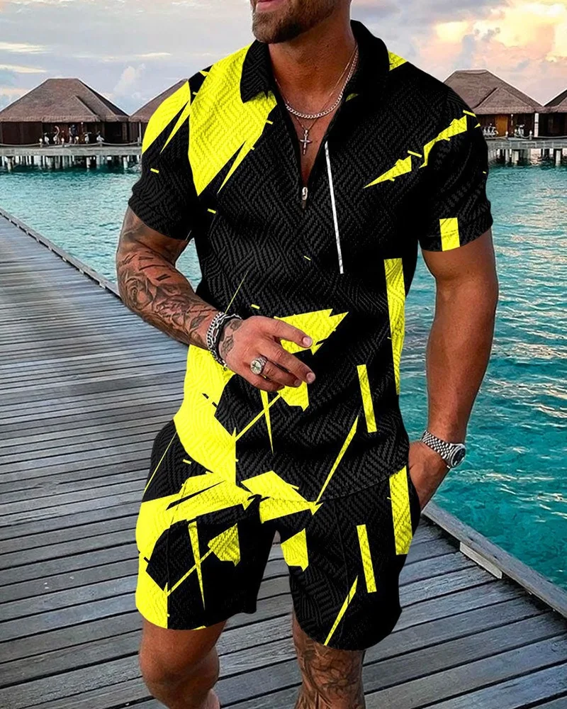 

Мужской комплект из 2 предметов, футболка с коротким рукавом и шорты с 3D-принтом, спортивный костюм, одежда для улицы, лето 2022