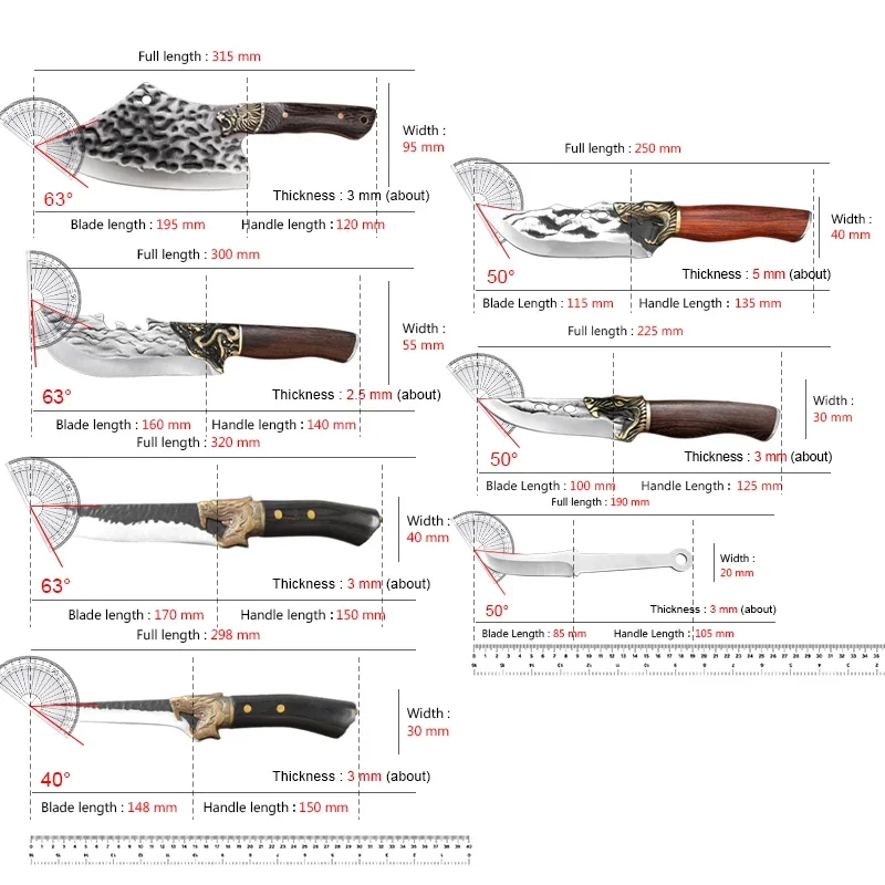 Нож мясника с кованой головой дракона кухонный нож для измельчения мяса из