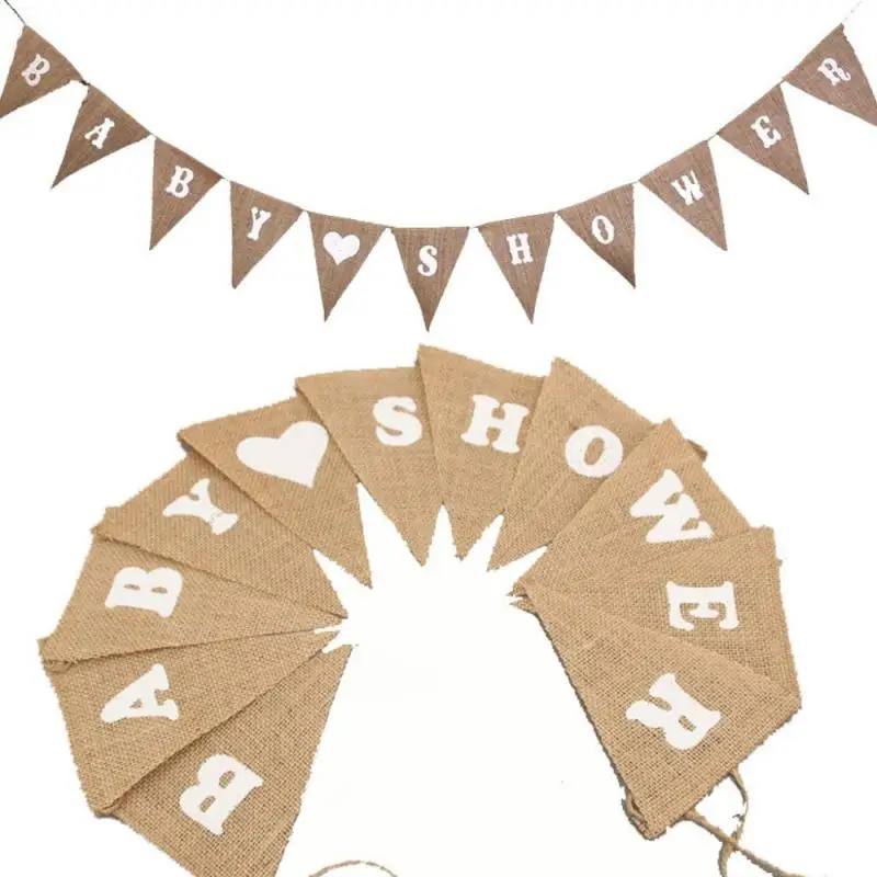 

Party Decoration Flag 13 X17cm Lightweight Environmentally Friendly Baby Shower Banner Burlap Flags Wedding Hanging Flags