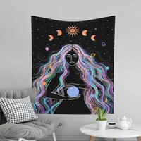 12 constellations moon phase girl star tarot tapestry boho wall hanging decoration blanket kawaii girl room home decoration back