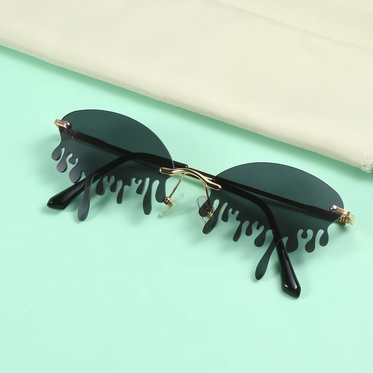 

Sunglasses Glasses Party Funny Rimless Eyewear Tear Creative Heart Teardrop Eyeglasses Shaped Tears Birthday Rave Flame Fire