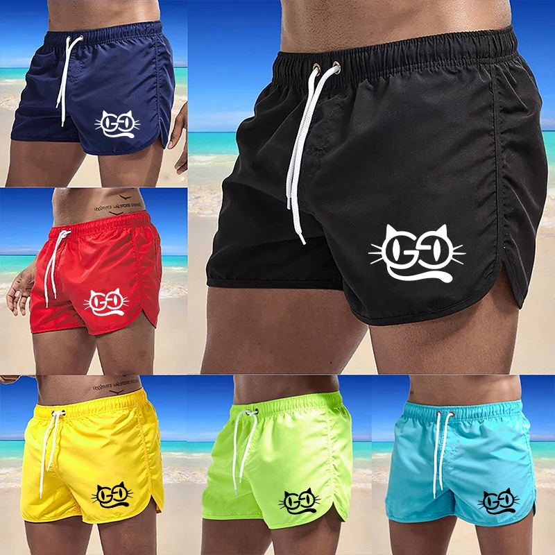 

Men Beach Shorts Quick Dry Mens Siwmwear Board Colorful Swimwear Surf Board Male Clothing Male Beachwear Summer Silm Fit Male