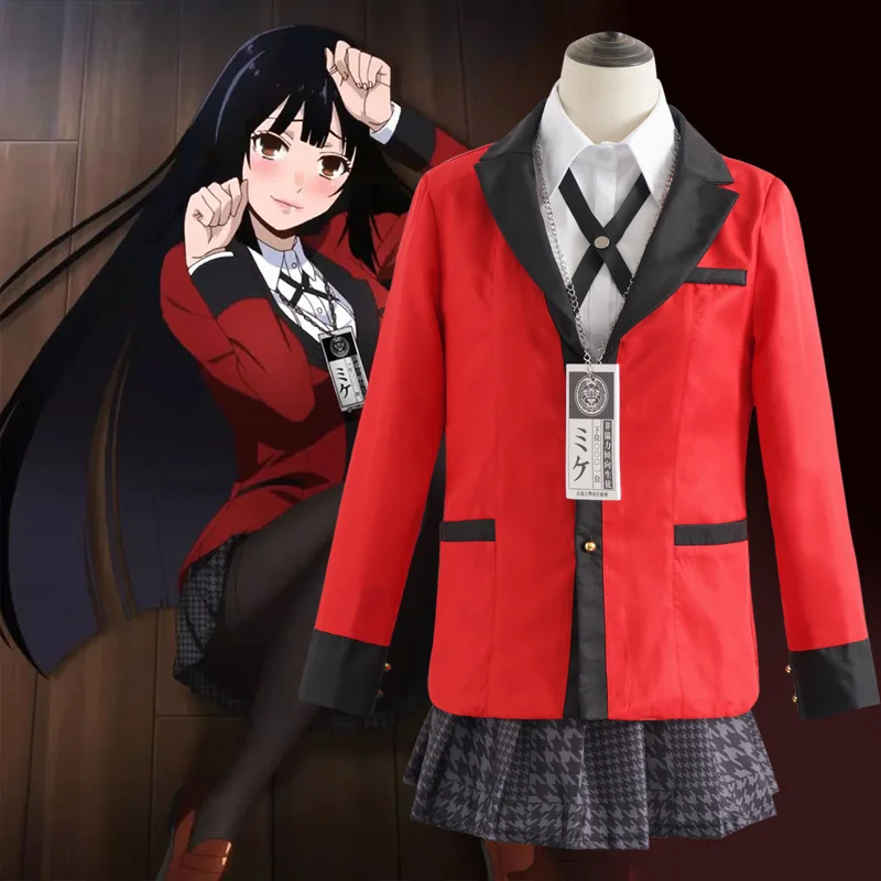 

Аниме, Kakegurui Yomoduki Runa Jabami Yumeko, костюмы для косплея, женская одежда для Хэллоуина, костюм для девушек, полный комплект