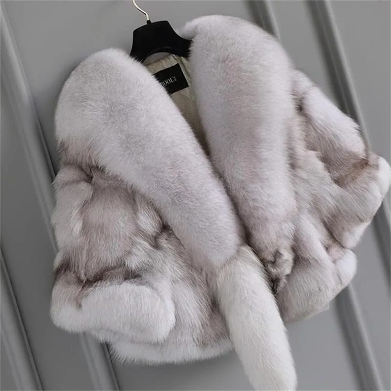 New Winter 100% Real Fox Fur Coat Genuine Fox Fur Natural Fur Short Cape Shawl Coat for Women Outdoor Fur Coat Luxury enlarge