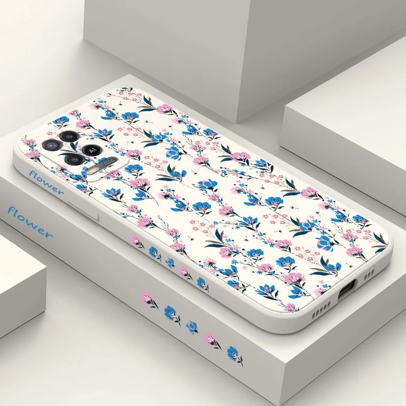 

Blue Floral Phone Case For OPPO A54 A74 A31 A33 A53 A72 A83 A92 A7 A5S A3S A12 A15 A15S A16 A9 A5 F9 F19 Pro 4G 5G Cover