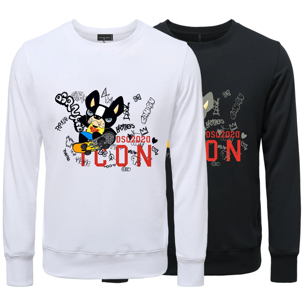 

DSQ2 Brand Mens Sweatshirt Mens Women Autumn Casual Loose High Quality Cotton Couple Hoodies ICON Print Street Sport Pullover