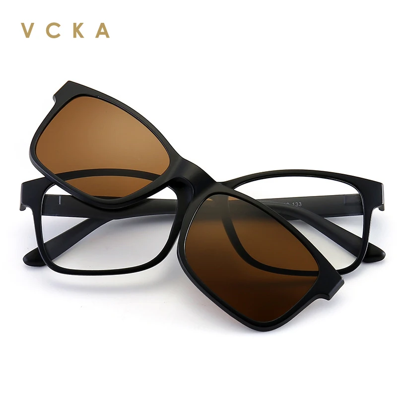 

VCKA Customize Myopia Reading Magnetic Sunglasses Men Women5 In 1 Polarized Clip On Women Square Glasses Prescription Eyewear