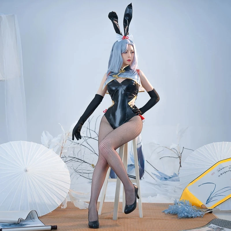 Костюм для косплея ROLECOS Bunny Girl Shenhe костюм Genshin Impact сексуальный женский комбинезон |