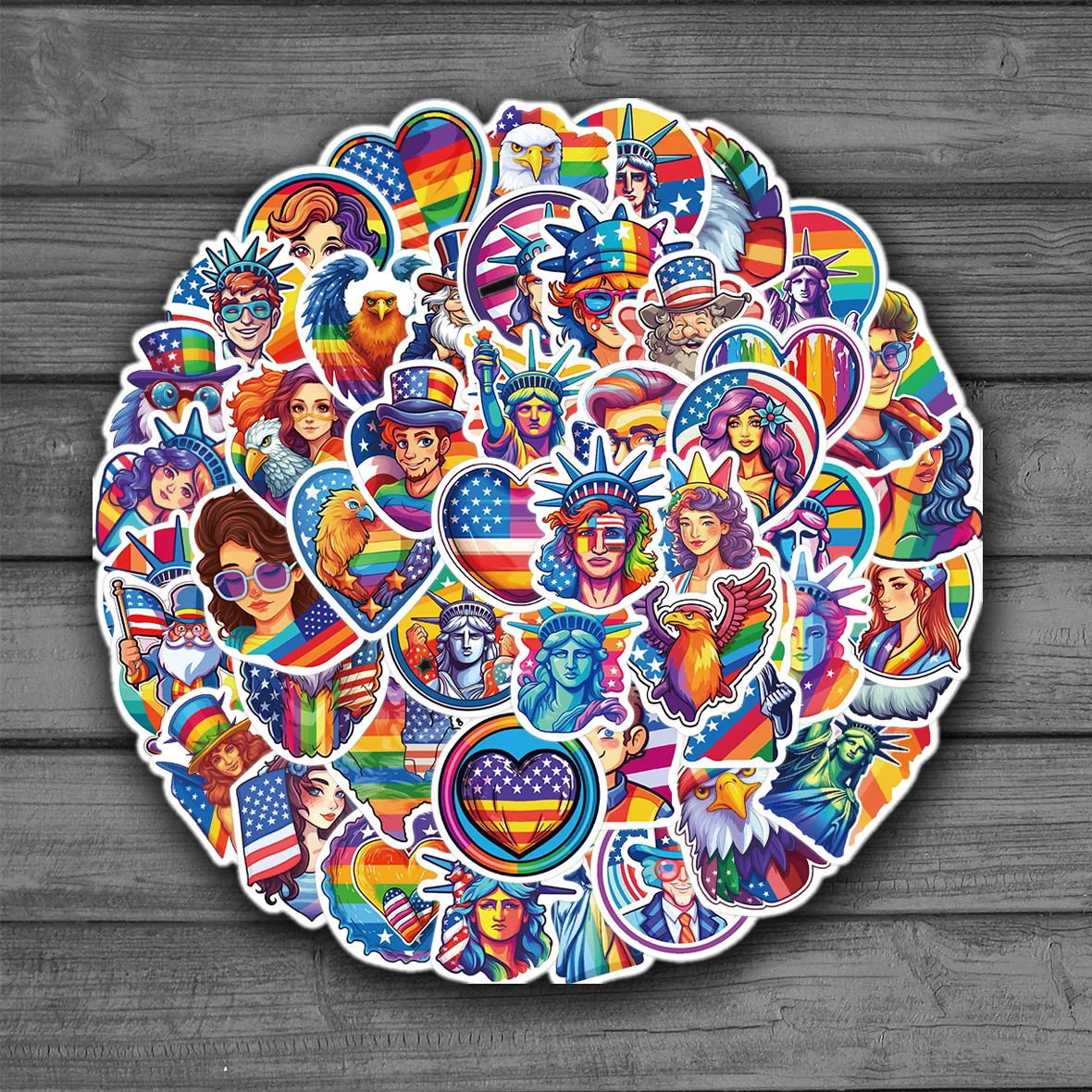 50PCS Cartoon Colorful Independence Day Colorful Graffiti St