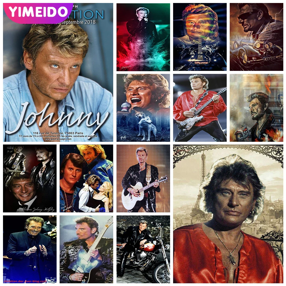 

YIMEID 5D AB Diamond Painting Kit Johnny Hallyday Mosaic Picture DIY Diamond Embroidery Portrait Rhinestone Art Needlework