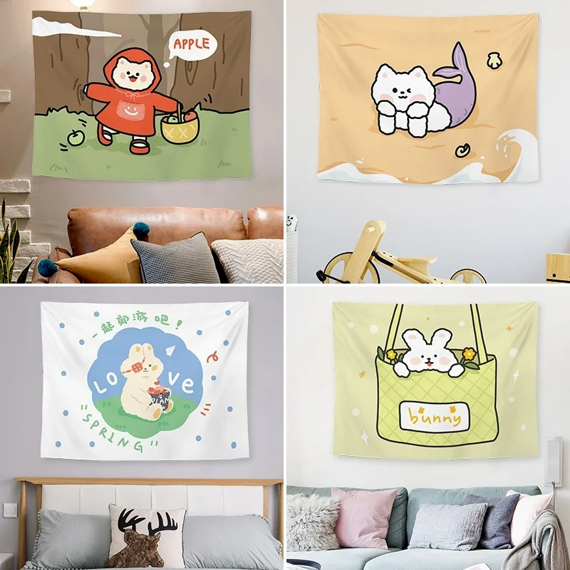 

Гобелен Kawaii, подвесная настенная ткань, настенный гобелен в стиле ретро, декоративный настенный гобелен, гобелен в стиле аниме