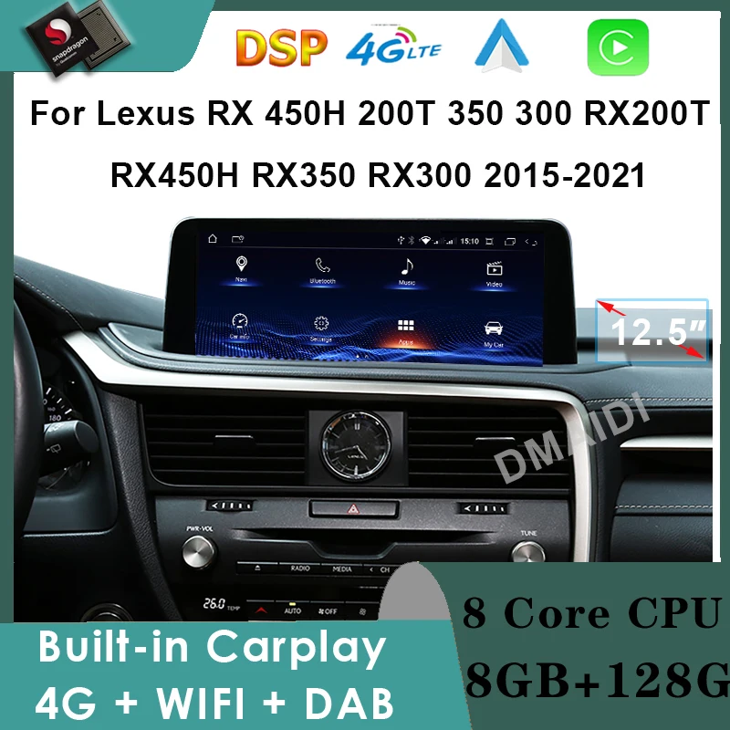 12 5-дюймовый автомобильный видеоплеер Android мультимедийный CarPlay для Lexus RX200T Rx300 Rx350