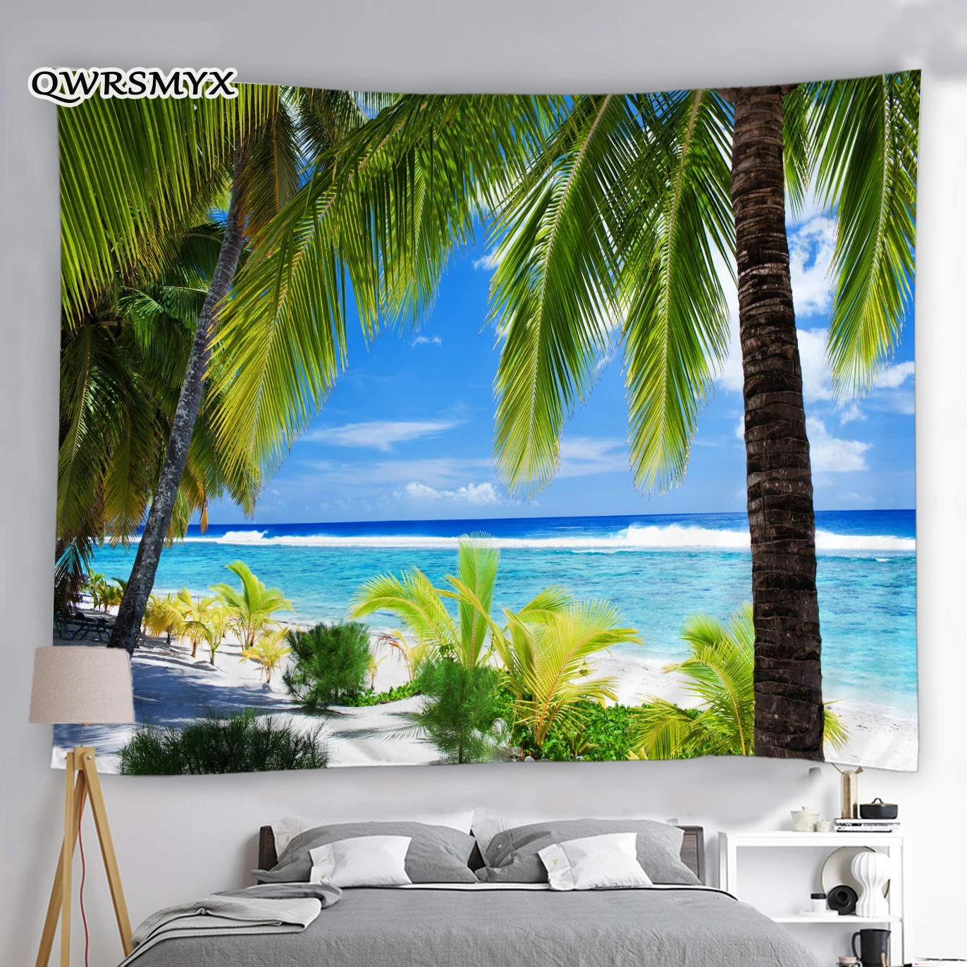 

Maldives Beach Coconut Tree Ocean Landscape Tapestry Wall Hanging Aesthetic Art Scenery Decoration For Bedroom Living Room Decor