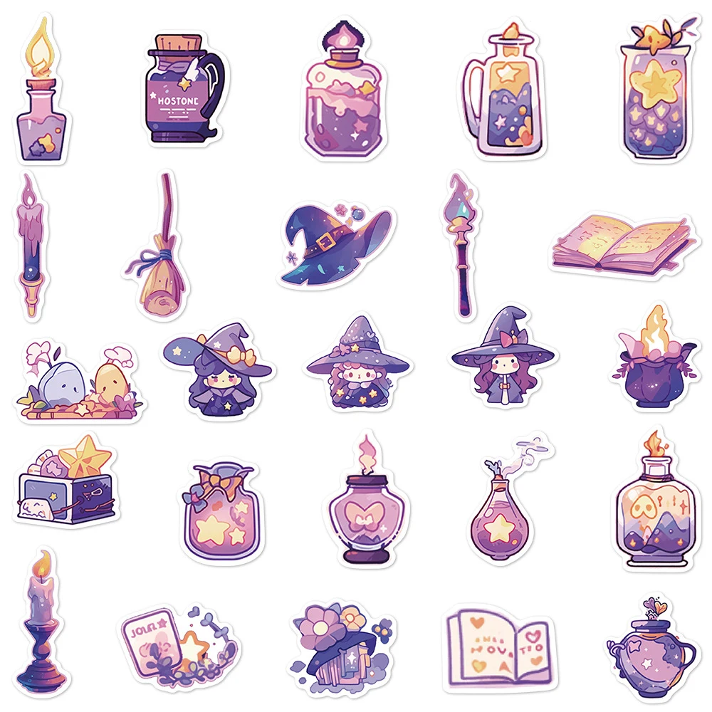 10/30/50 шт. милый Мультфильм Волшебное зелье Ведьма Наклейки Эстетические Граффити