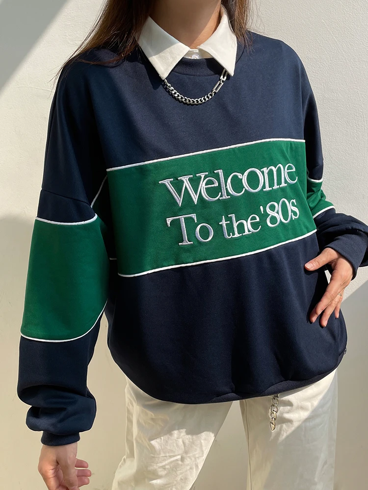 

HEYounGIRL Preppy Girl Sweatshirt Letter Print Autumn Oversized Casual Tops Harajuku Korean Loose Pullovers Streetwear Outfits