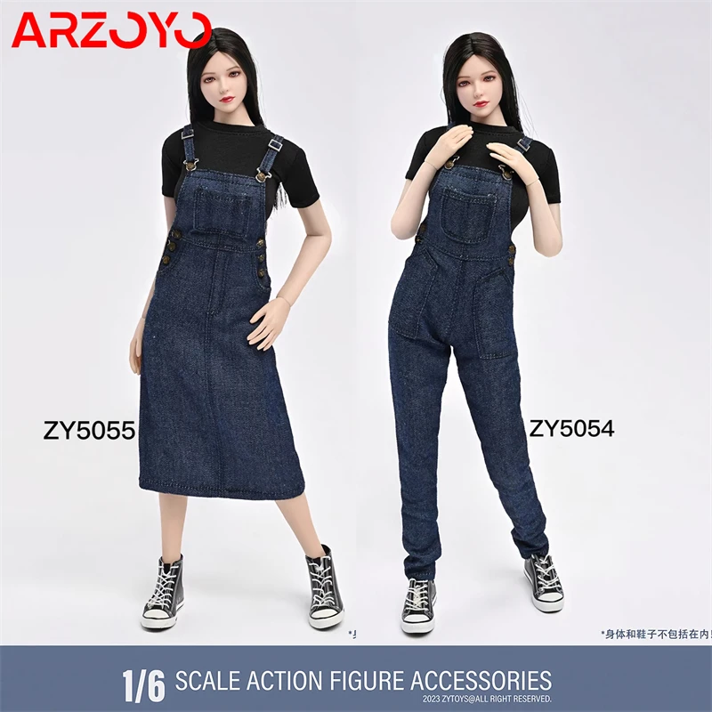 

ZYTOYS ZY5054 ZY5055 1/6 Black T-shirt Jeans Camisole Pants/Denim Skirt Clothes Model For 12" Female Soldier Action Figure Body