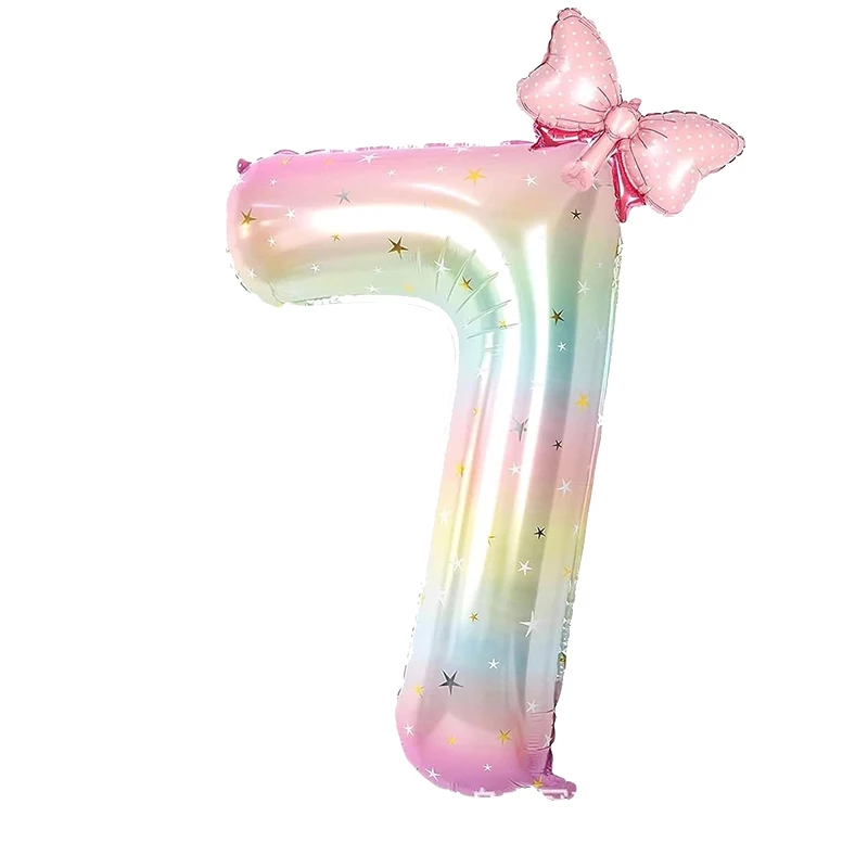 

Радужные звезды с розовым бантом воздушные шары