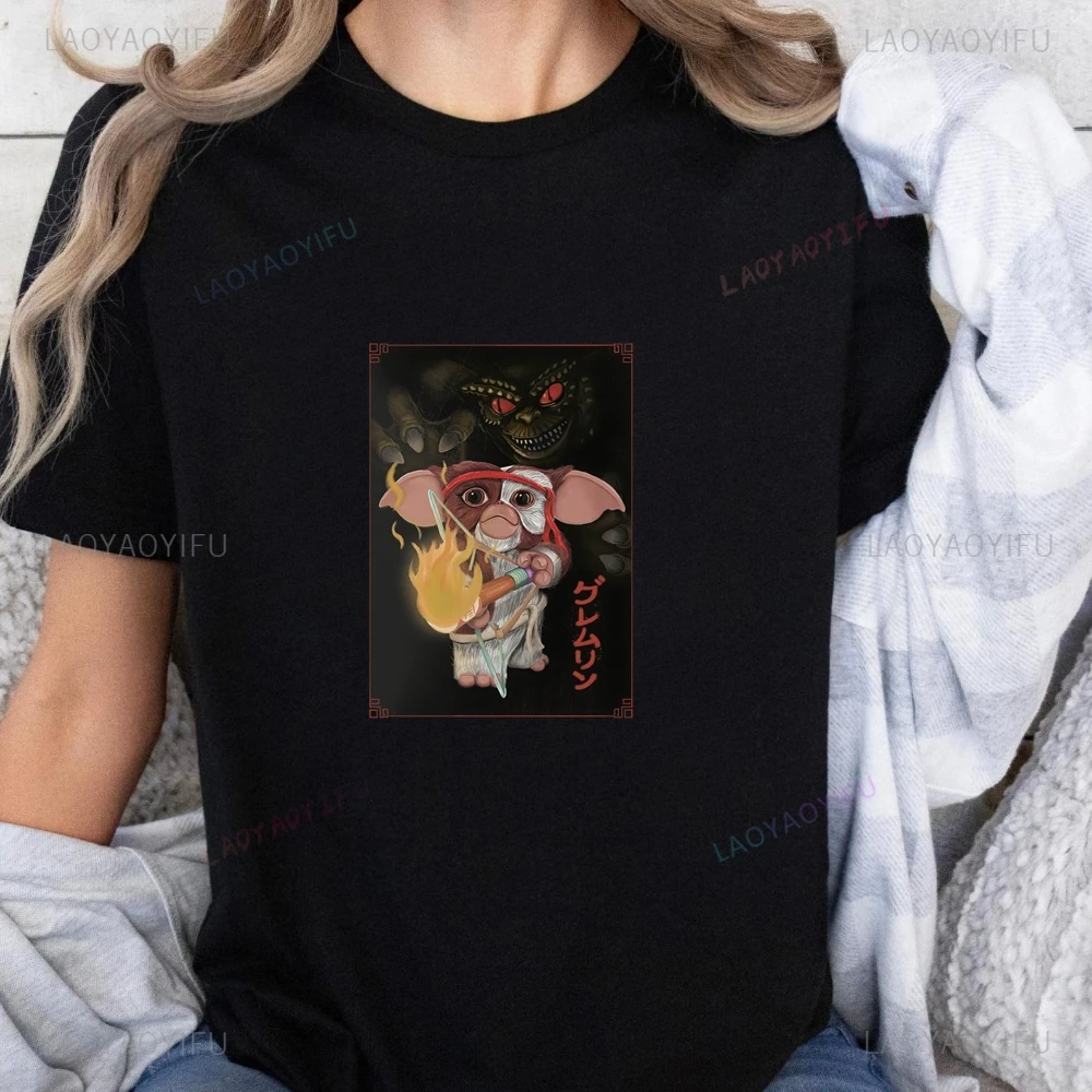 Винтажная футболка с модным принтом Гремлины из фильма топ GIZMO нейтральный тренд