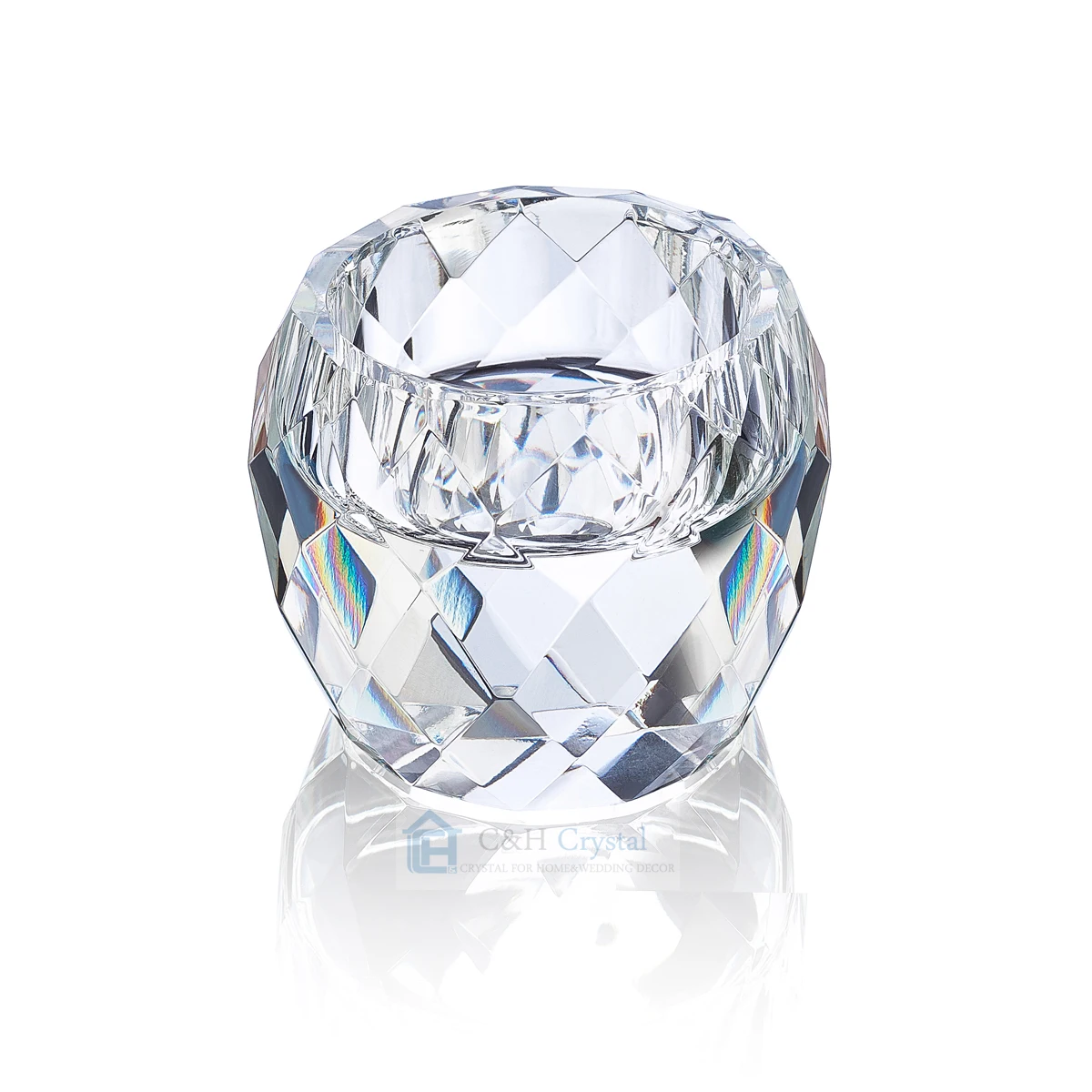 

Free shipping Clear Crystal Candelabra Tealight Candle Holders Middle Votive Diamond Candlestick