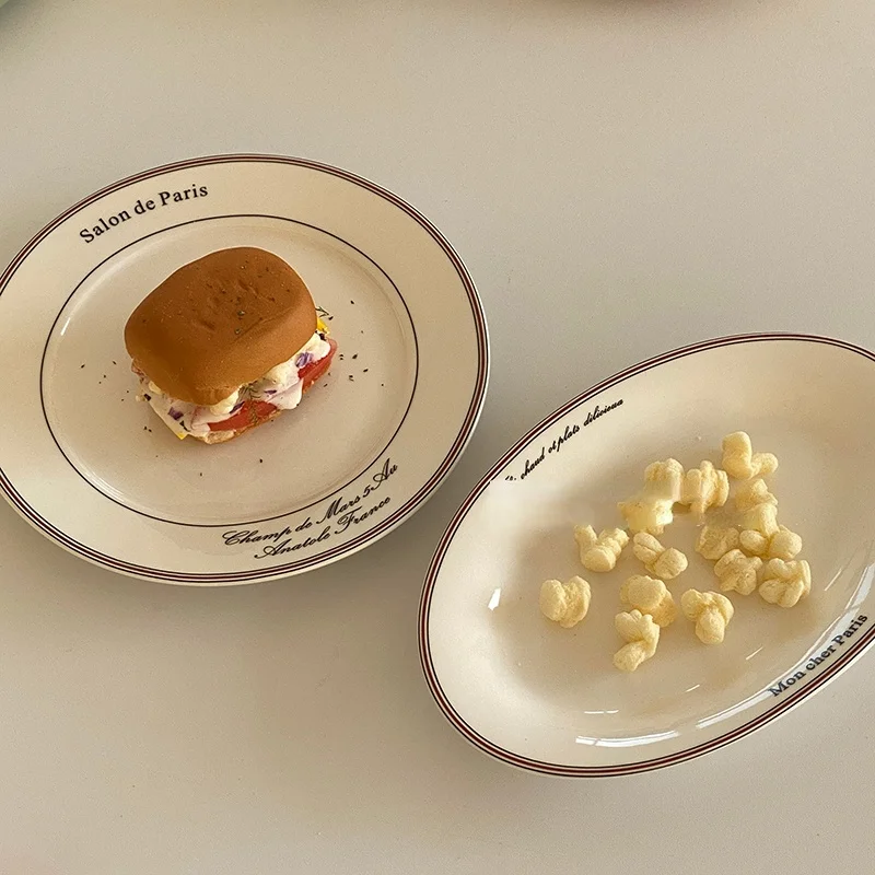 LadyCC Korean Alphabet Dessert Plate Western Food Ceramic Breakfast Oval Nordic Simple Small Fresh Tableware | Дом и сад