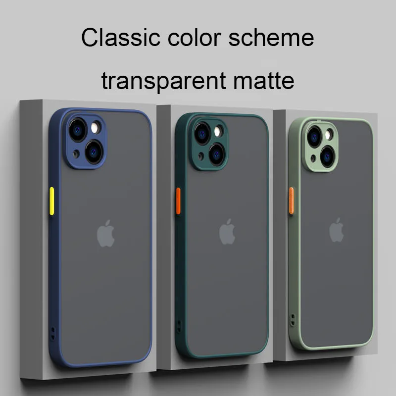 

Shockproof Armor Matte Case For iPhone 13 12 11 Pro Max XR XS X 7 8 Plus SE Mini Luxury Silicone Bumper Clear Hard PC Cover Capa