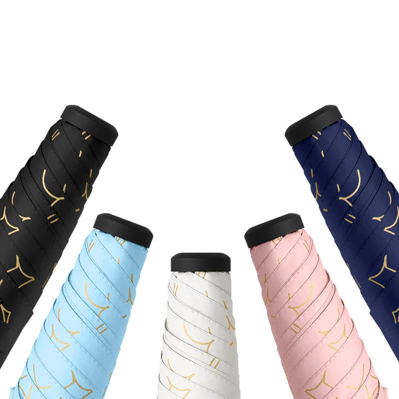 

Windproof Four-folding Luxury Umbrella Golden Love Heart Bow-knot 6 Ribs Wind Rain Resistant Trip Umbrella Black Coating Parasol