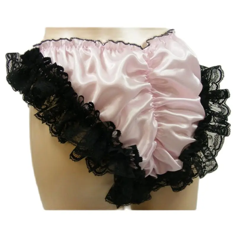 Платье атласное с кружевными краями для взрослых пикантное тонкое черное