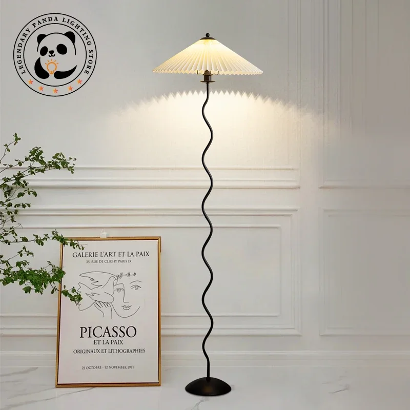 Скандинавская Минималистичная Напольная Лампа плиссированный тканевый абажур