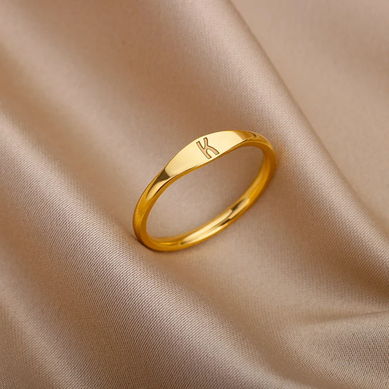 

Stainless Steel Rings For Men Initial Letter Punk Couple Female Ring Trend Products Engraved A-Z Alphabet Jewelry For Women Ring