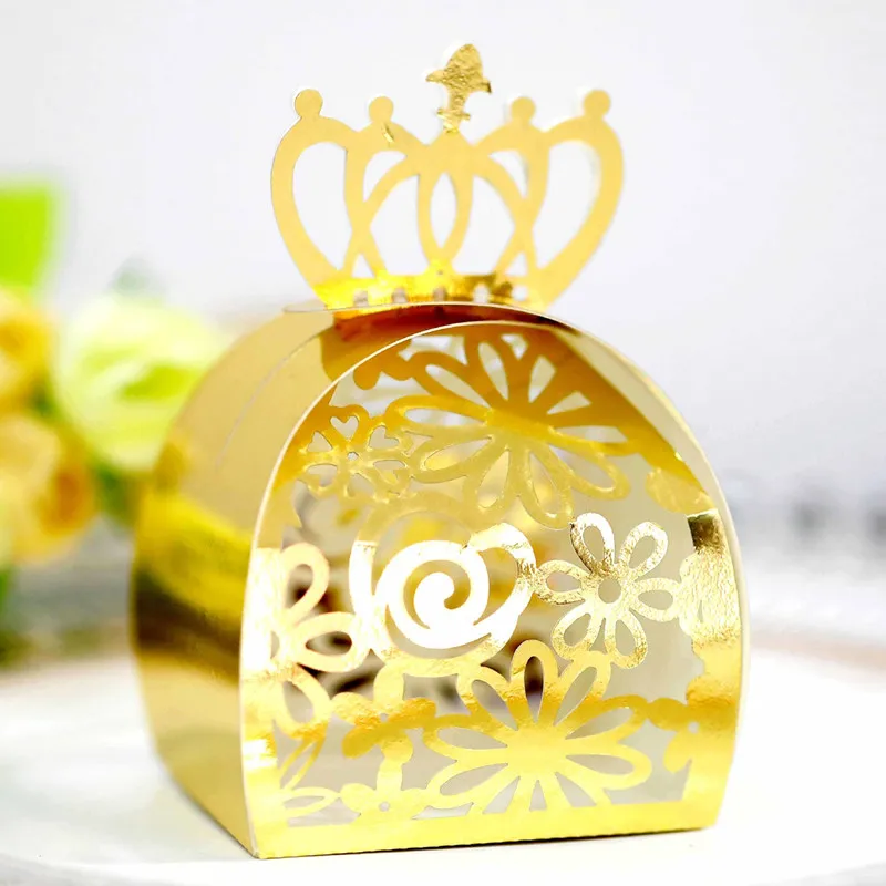 

10pcs Baby Shower Wedding Birthday Party Favor Box Gift Bags Rose Laser Cut Hollow Candy Dragee Baptism Chocolate Packaging Box