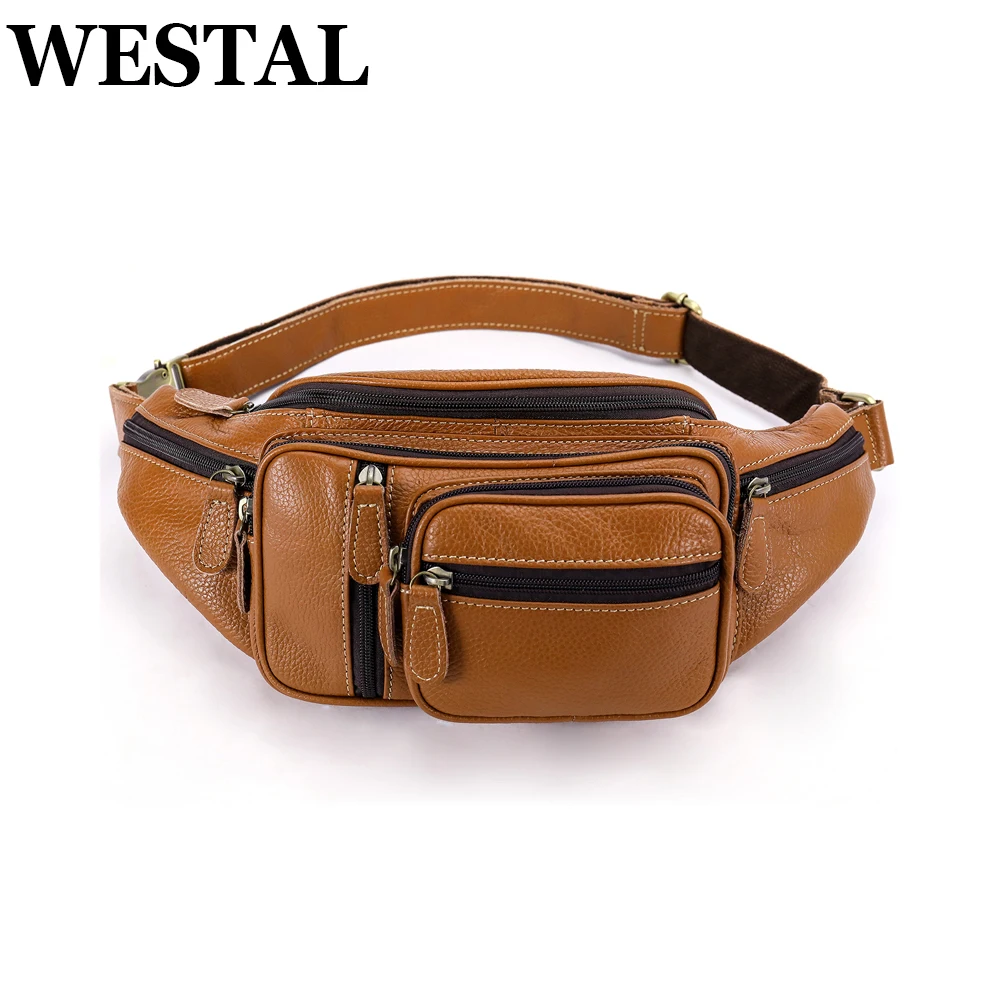 

WESTAL Leather Chest Pack Men/Women Outdoor Sports Crossbody Bag Waterproof Waist Bag Fanny Pack Belt Pouch For Male