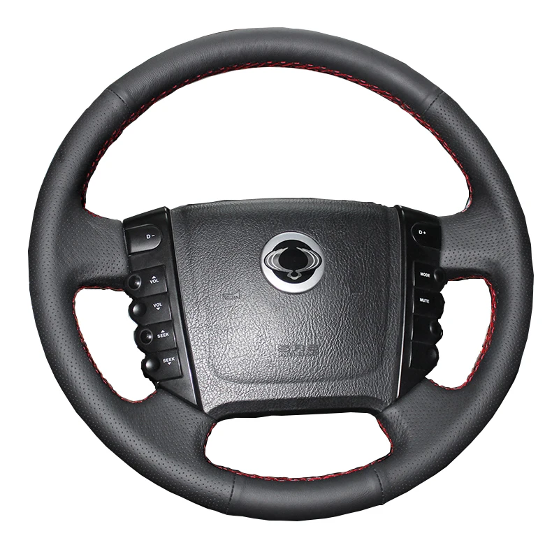 Чехол на руль из черной кожи для Ssangyong KYRON ACTYON Rexton W Rodius