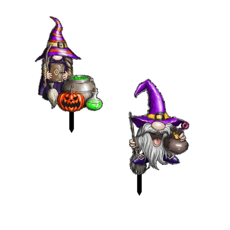 

Acrylic Halloween Colorful Witch Gnome Yard Sign Home Bedroom Dormitory