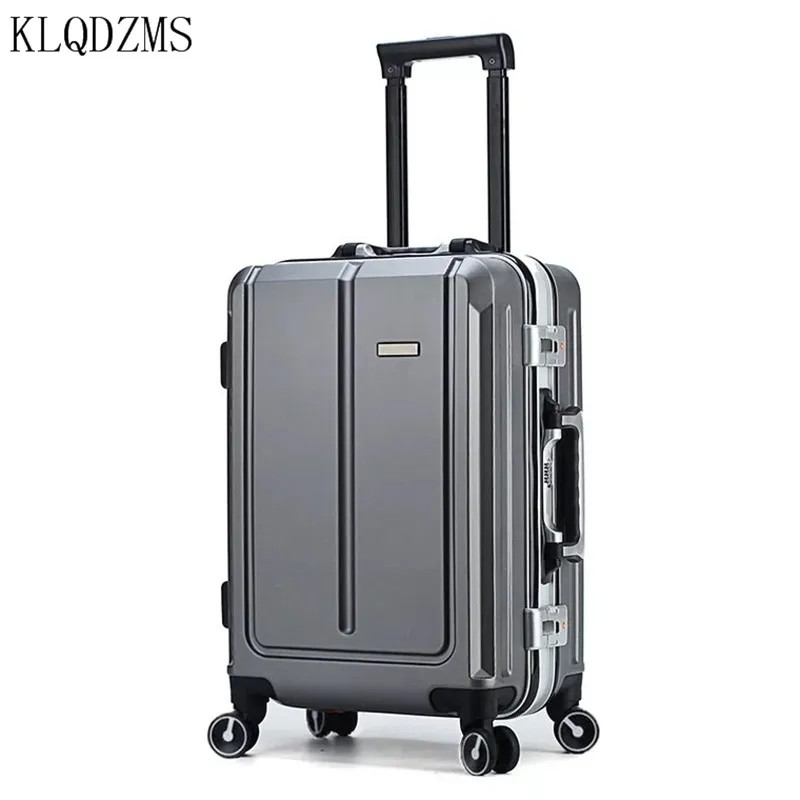 KLQDZMS High Quality Business Aluminum Frame Trolley Case Male 24 Inch Suitcase Female 20 Inch Silent Travel Boarding Case