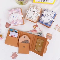 women kawaii short wallet hasp small wallets pu plaid bear rabbit shape card holders fashion ladies students lolita short purse