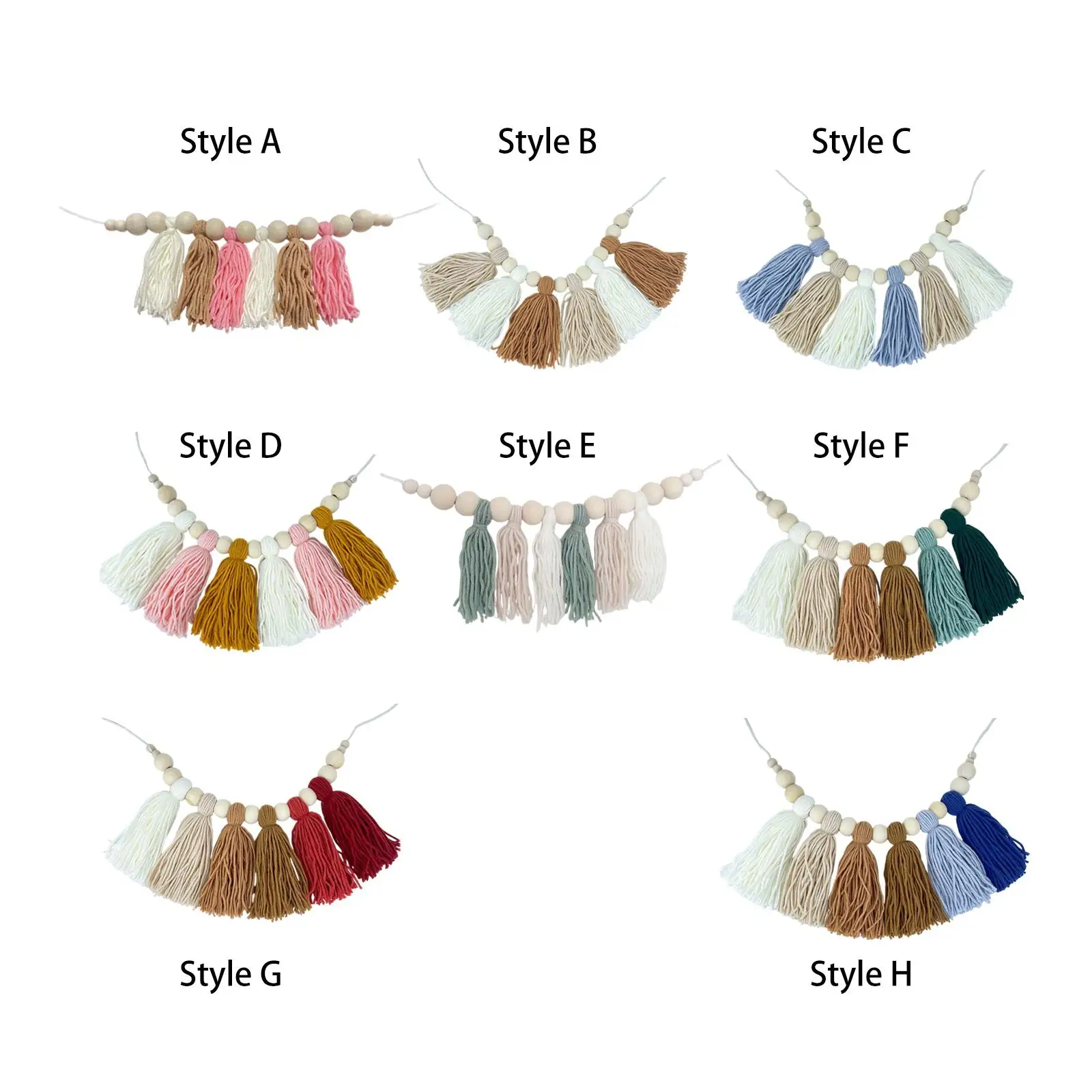 

Boho Tassel Garland Wall Hanging Backdrop with Wooden Beads Photo Props Macrame Decoration for Wedding Party Living Room