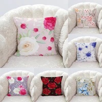 fashion harajuku rose decorative pillowcase short plush double sided printing sofa chair bedside car body pillow cover 45x45cm