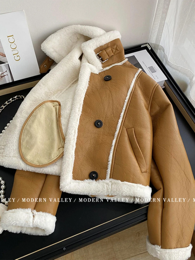 Модная мотоциклетная куртка с меховой прошивкой новинка осень-зима 2022 уличное